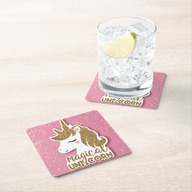 Porta-copo De Papel Quadrado Unicórnio mágico (Insitu)