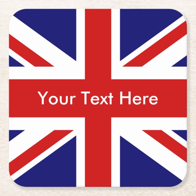 Porta-copo De Papel Quadrado Union Jack British Flag (Frente)