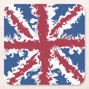 Porta-copo De Papel Quadrado Union Jack Drink Mats Bandeira do Reino Unido Deco