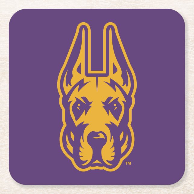 Porta-copo De Papel Quadrado Universidade de Albany Great Dane Mascot Head (Frente)