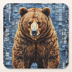 Porta-copo De Papel Quadrado Urso cinzento