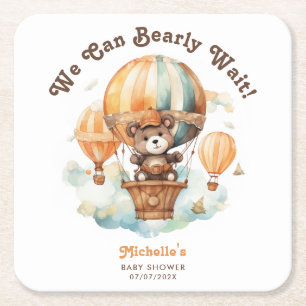 Porta-copo De Papel Quadrado Urso de Aquarela Cuja Chá de fraldas de Balões