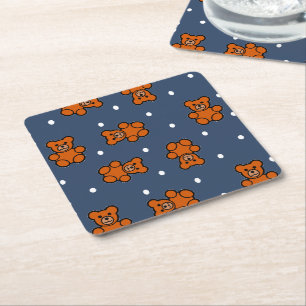 Porta-copo De Papel Quadrado Urso de pelúcia bonito na bolinhas
