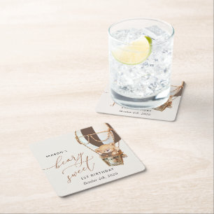 Porta-copo De Papel Quadrado Urso de Teddy, Balão de Ar Quente Castanho, Primei