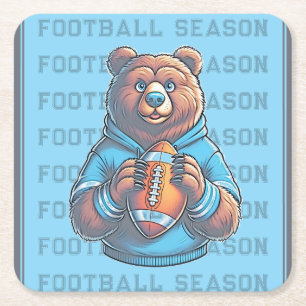 Porta-copo De Papel Quadrado Urso Marrom Futebol Personalizado Azul