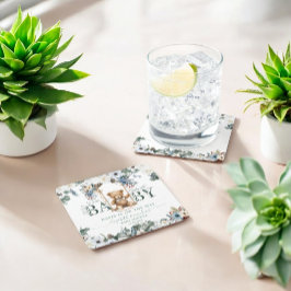 Porta-copo De Papel Quadrado Urso no Chá de fraldas neutro verde do Swing Sage