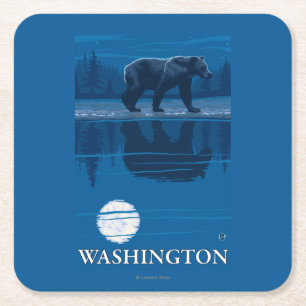 Porta-copo De Papel Quadrado Urso no luar - Washington