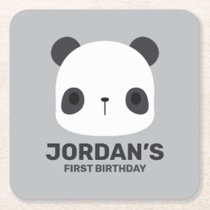 Porta-copo De Papel Quadrado Urso Panda Bonito com Nome Personalizado