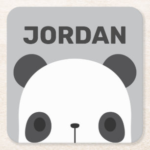 Porta-copo De Papel Quadrado Urso Panda Bonito com Nome Personalizado