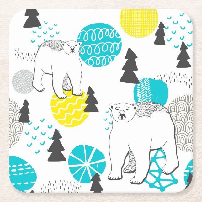 Porta-copo De Papel Quadrado Urso polar (Frente)
