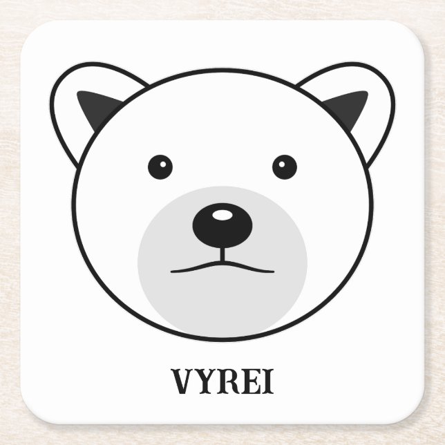 Porta-copo De Papel Quadrado Urso Polar de Cartoon Bonito (Frente)