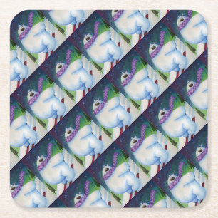 Porta-copo De Papel Quadrado Urso Polar de Esqui