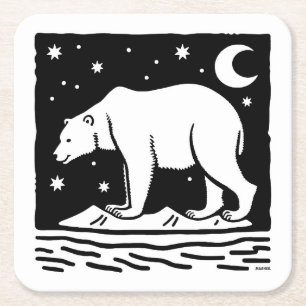 Porta-copo De Papel Quadrado Urso Polar De Surfe De Gelo
