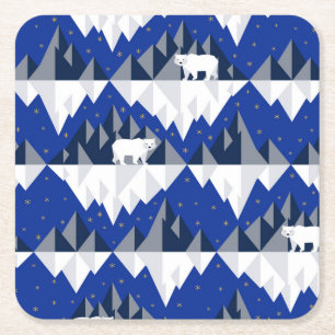 Porta-copo De Papel Quadrado Urso Polar no Padrão Iceberg Sem Olhos.