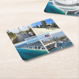 Porta-copo De Papel Quadrado US Florida - Fort Lauderdale - The New River -