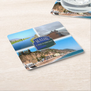 Porta-copo De Papel Quadrado US Los Angeles - Malibu - Lagoa - Pier - praia