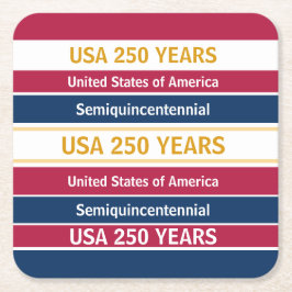 Porta-copo De Papel Quadrado USA 250 Years Semiquincentennial Patriotic Stripes