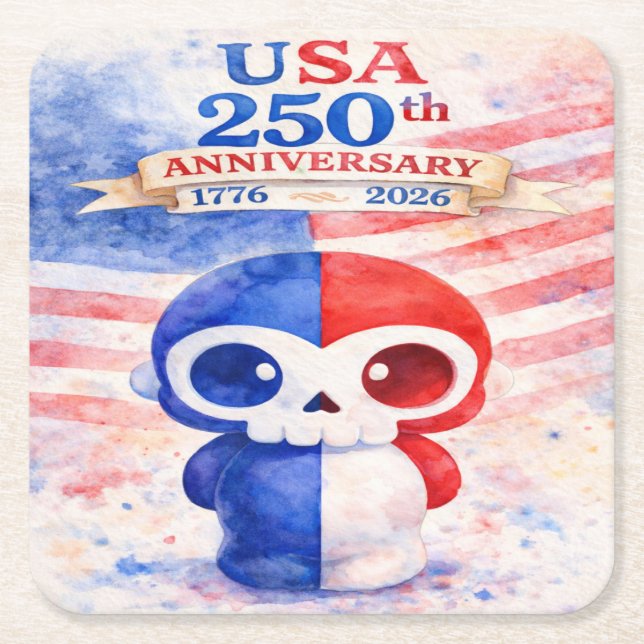 Porta-copo De Papel Quadrado USA 250th Anniversary (Frente)