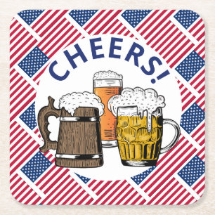 Porta-copo De Papel Quadrado USA FLAG American Beer