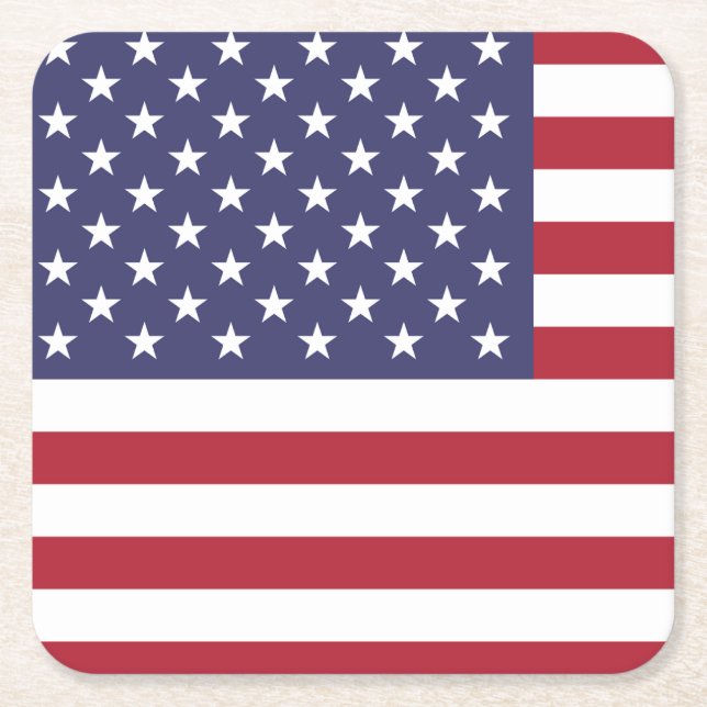 Porta-copo De Papel Quadrado USA FLAG Beer Mat, (Frente)