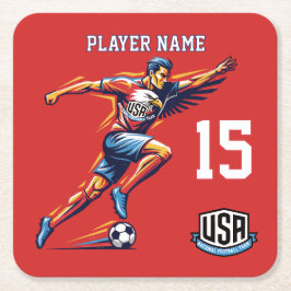 Porta-copo De Papel Quadrado USA Soccer Eagle Athlete Patriotic National Team 