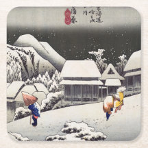 Utagawa Hiroshige - Neve à noite em Kanbara