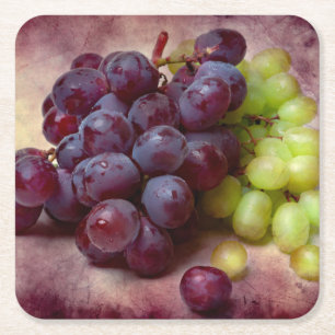 Porta-copo De Papel Quadrado Uvas Vermelhas E Verdes