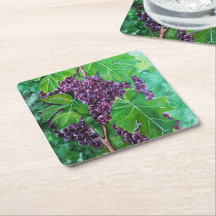 Porta-copo De Papel Quadrado Uvas Vermelhas em uma Vinha de Agosto por Alfred F