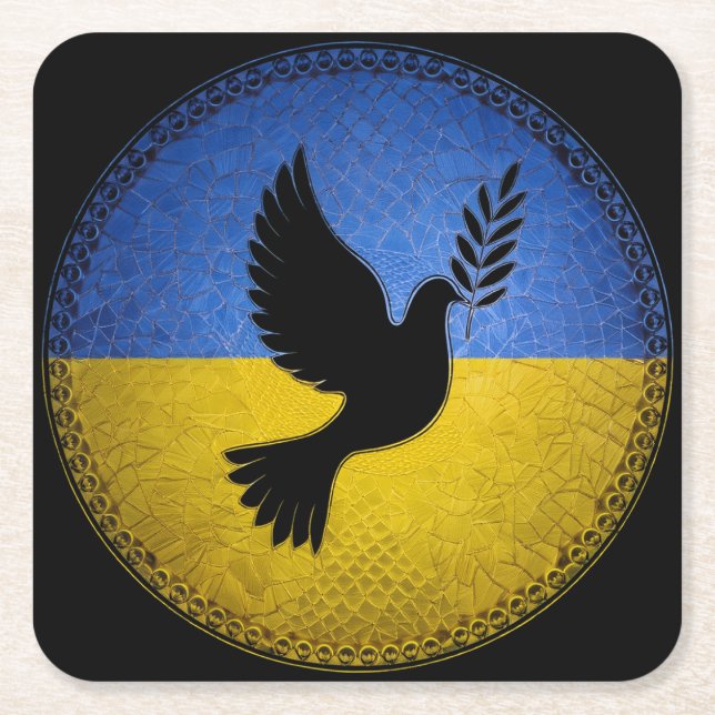 Porta-copo De Papel Quadrado Vaga da Paz na Ucrânia (Frente)