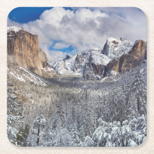 Porta-copo De Papel Quadrado Vale de Yosemite na neve