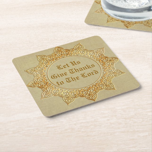 Porta-copo De Papel Quadrado Vamos Dar Obrigados Ao Senhor - (Inclinado)