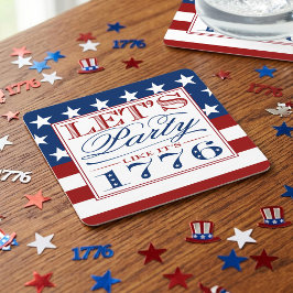 Porta-copo De Papel Quadrado Vamos Festejar Como Se Fosse 1776 | Festa de 4 de 