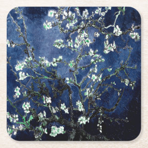 Porta-copo De Papel Quadrado Van Gogh Almond Blossoms Midnight Blue