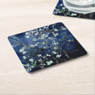 Porta-copo De Papel Quadrado Van Gogh Almond Blossoms Midnight Blue