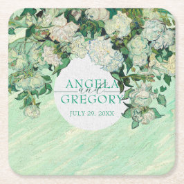 Porta-copo De Papel Quadrado Van Gogh Roses Wedding Paper Coaster