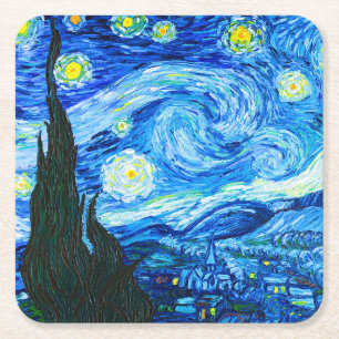 Porta-copo De Papel Quadrado Van Gogh Starry Night