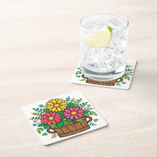 Porta-copo De Papel Quadrado Vaso de Madeira Floral Retro Alegre