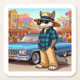 Porta-copo De Papel Quadrado Vato Lobo "New Year"