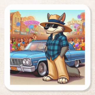 Porta-copo De Papel Quadrado Vato Lobo "New Year"