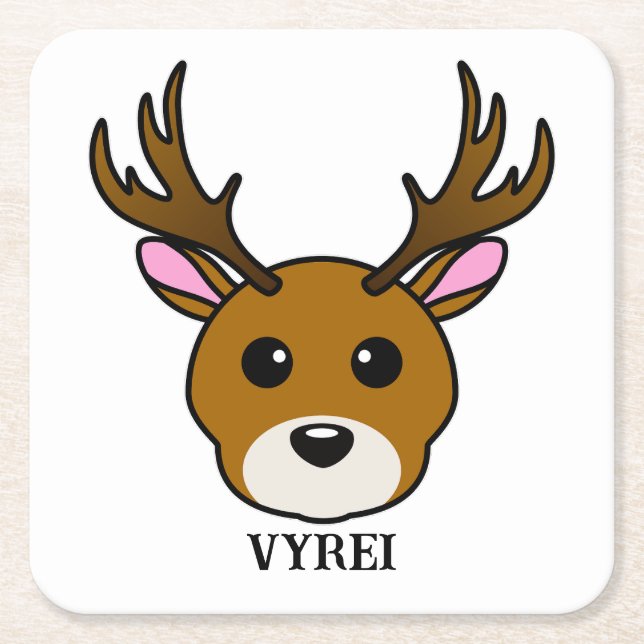 Porta-copo De Papel Quadrado Veado de Cartoon Bonito (Frente)