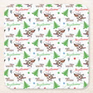 Porta-copo De Papel Quadrado veado de natal louco