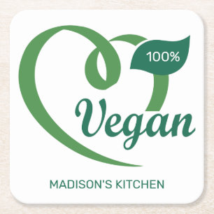 Porta-copo De Papel Quadrado Vegan de nome personalizado