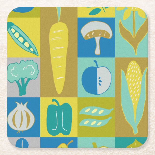 Porta-copo De Papel Quadrado Veggie Blocks II (Frente)