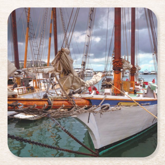 Porta-copo De Papel Quadrado Veleiros Morred em Key West (Frente)