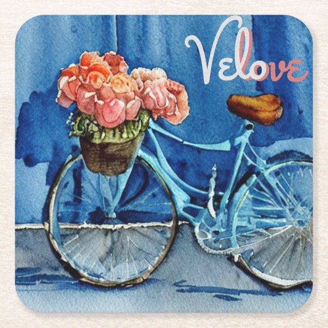 Porta-copo De Papel Quadrado Velo Love Cycling (Frente)