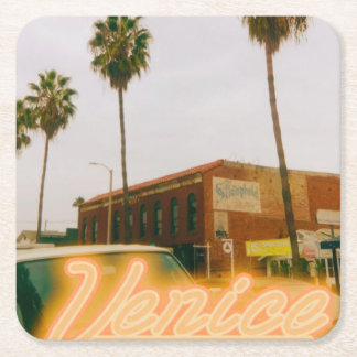 Porta-copo De Papel Quadrado Venice Beach Retro Print