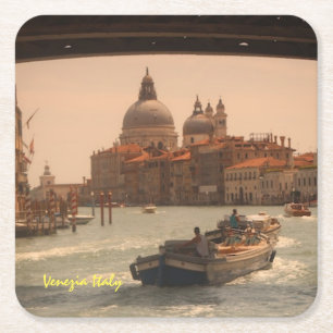 Porta-copo De Papel Quadrado Venice Itália Grande Canal Vintage