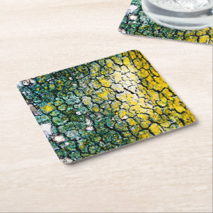 Porta-copo De Papel Quadrado Verde Amarelo