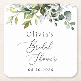 Porta-copo De Papel Quadrado Verde, Eucalipto Folhas, Boho, Chá de panela