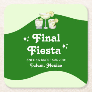 Porta-copo De Papel Quadrado Verde limão Citrus Final Fiesta Bachelorette